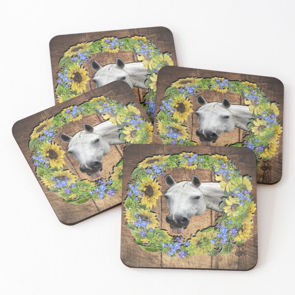 Item preview, Farmhouse Horse Design, Sunflower Floral Wreath Horses designed and sold by Cute & Sassy Custom Gifting Boutiques.
