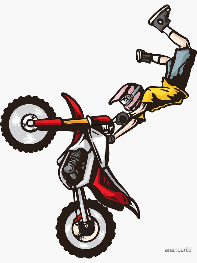 Motocross Stunt Rider Sticker for Sale by anandariki