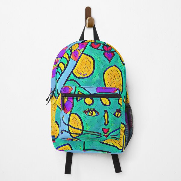 Item preview, Crazy Cat in Blues & Greens designed and sold by CosmicCod.
