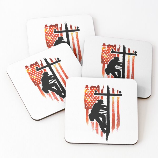 Item preview, Lineman Electrician American Flag Red Lightning designed and sold by Matt Ballinger.