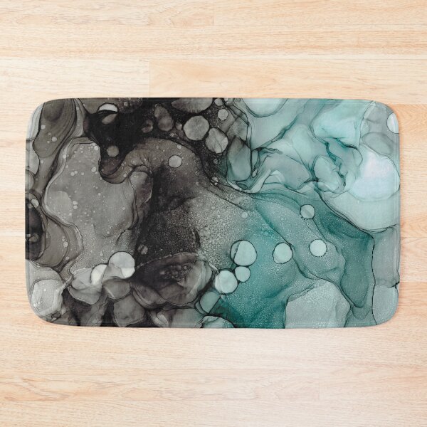 Item preview, Black and Turquoise Abstract 31421 Alcohol Ink Painting by Herzart Fluid art designed and sold by herzart.