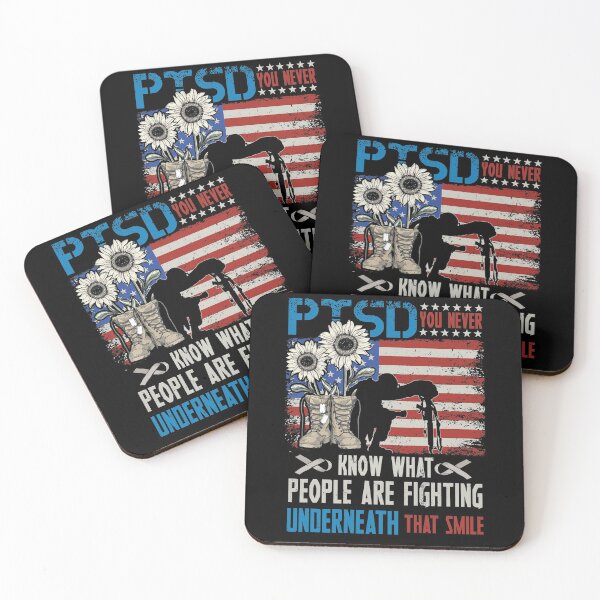 Item preview, PTSD Ribbon You Never Know What People Are Fighting Underneath That Smile Veteran US Flag designed and sold by BaseStore.