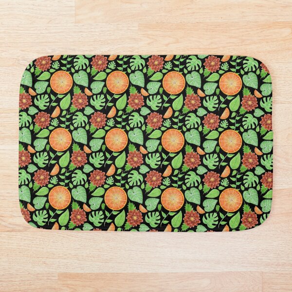 Item preview, Oranges, Slices, Dahlia, Monstera, Rhapidophora, and Philodendron Gloriosum Leaves Pattern designed and sold by PennyPassiflora.