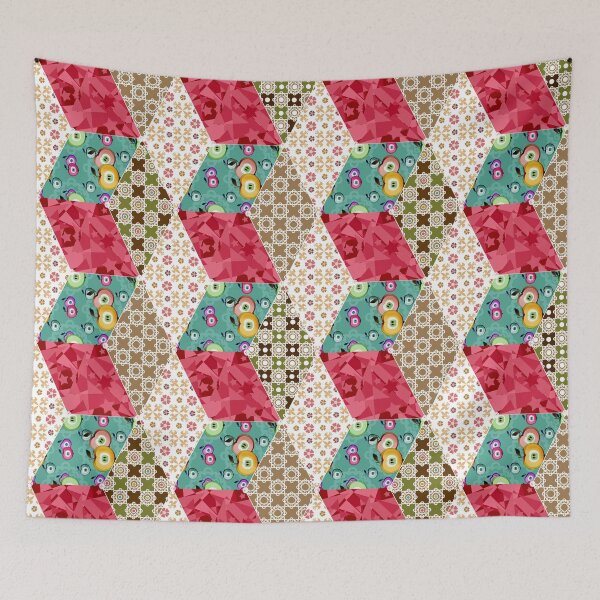Item preview, patchwork colorful patchwork folk rustic designed and sold by fuzzyfox.