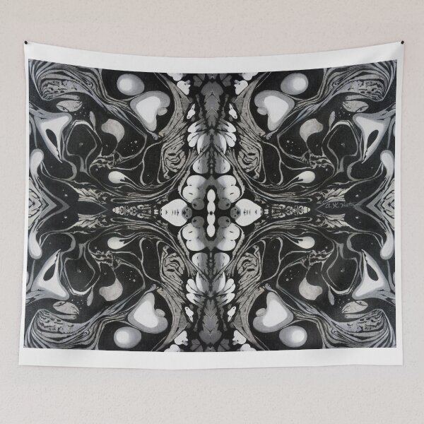 Item preview, Outer Space Flowers 2 Repeated Design Abstract Suminagashi Print designed and sold by Akvauter.