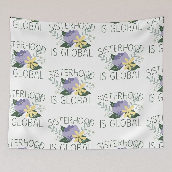 Item preview, Sisterhood is Global Purple Flower Black Design designed and sold by SweetAndSpice.