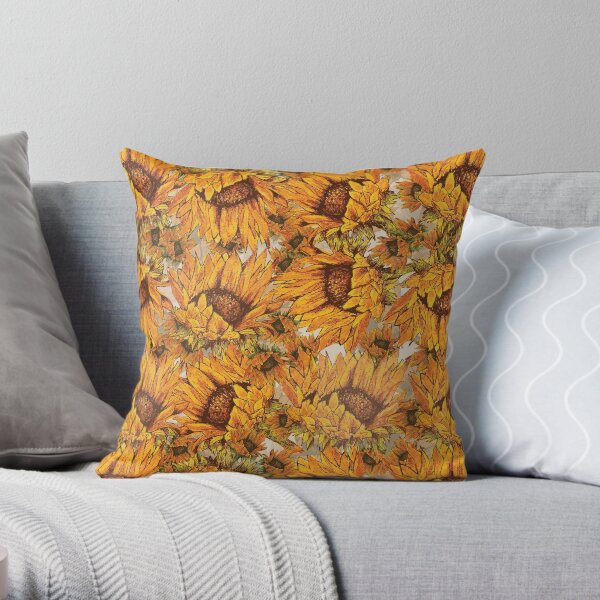 Sunflower Cascade Throw Pillow