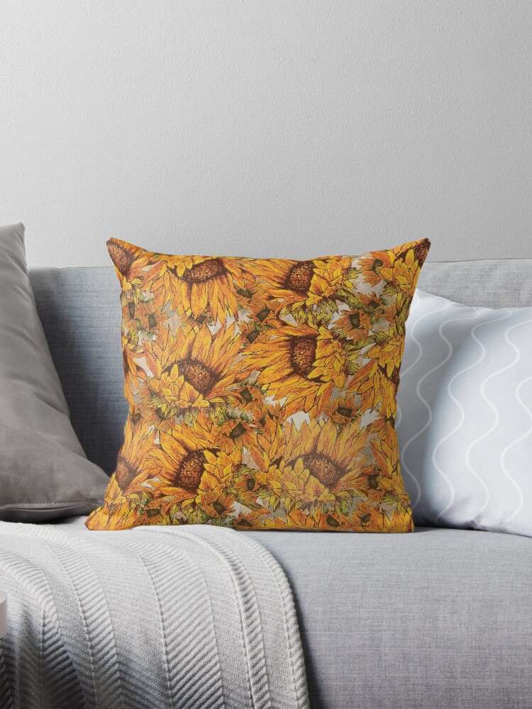Thumbnail 1 of 4, Pillow, Sunflower Cascade designed and sold by artbydelfineart.