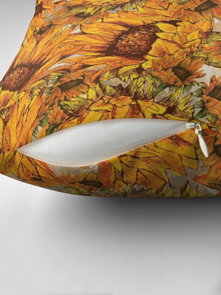 Thumbnail 2 of 4, Pillow, Sunflower Cascade designed and sold by artbydelfineart.