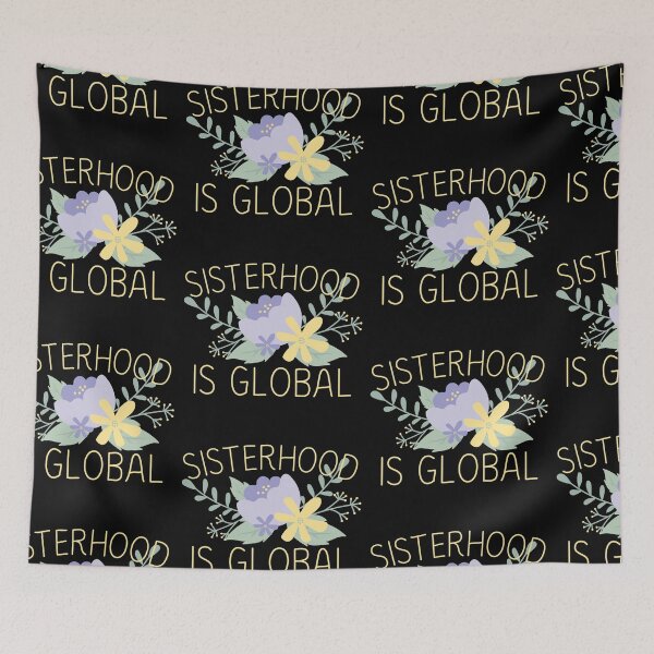 Item preview, Sisterhood is Global Purple Flower Black White Design designed and sold by SweetAndSpice.