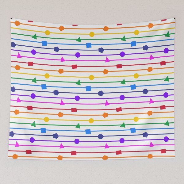 Item preview, Geometric shapes, white and rainbow stripes - horizontal narrow designed and sold by LittleBettyMakes.