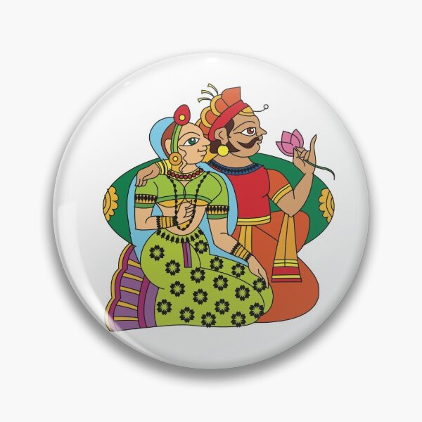 Item preview, King and queen in royal palace were drawn in Indian folk art, Kalamkari style. designed and sold by Gurunath Bhadekar.