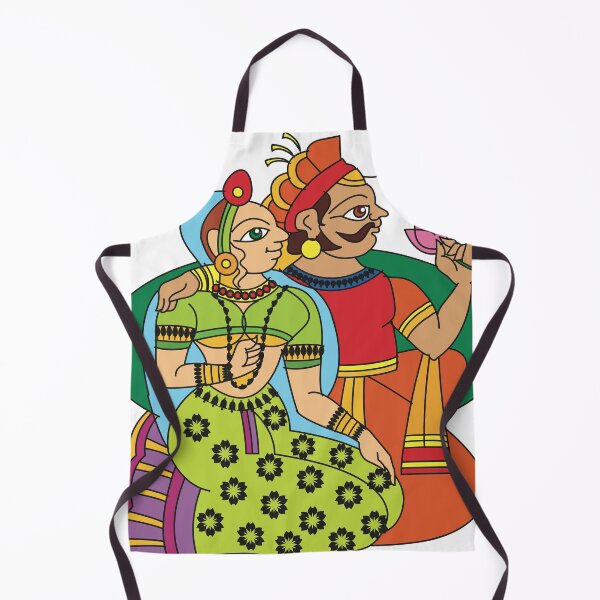 Item preview, King and queen in royal palace were drawn in Indian folk art, Kalamkari style. designed and sold by Gurunath Bhadekar.