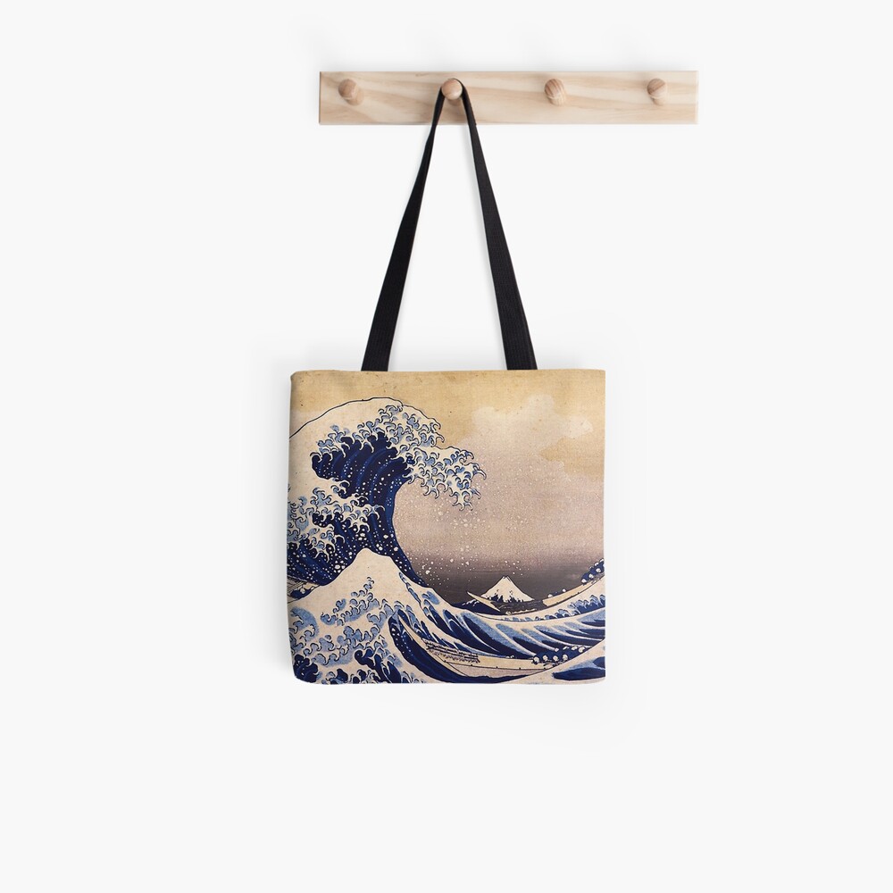 The Great Wave, Large Organic Tote Tag, Kanagawa Wave, Katsushika Hokusai