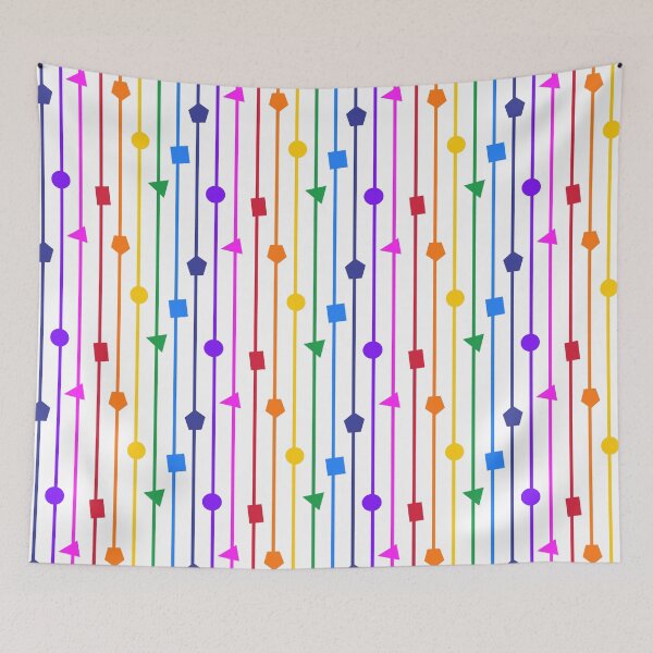 Item preview, Geometric shapes, white and rainbow stripes - vertical narrow designed and sold by LittleBettyMakes.