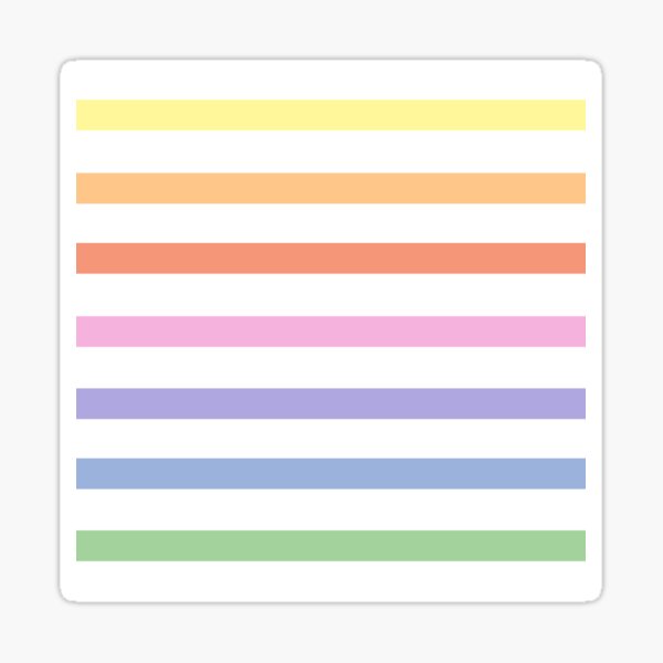 White and pastel rainbow stripes - horizontal Sticker