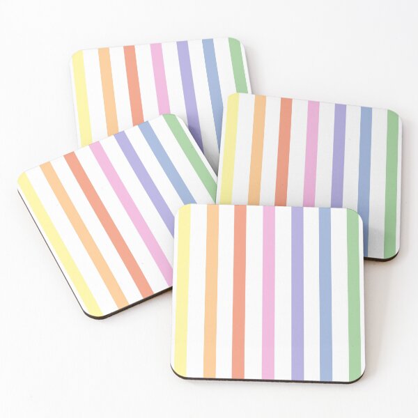 Item preview, White and pastel rainbow stripes - vertical designed and sold by LittleBettyMakes.
