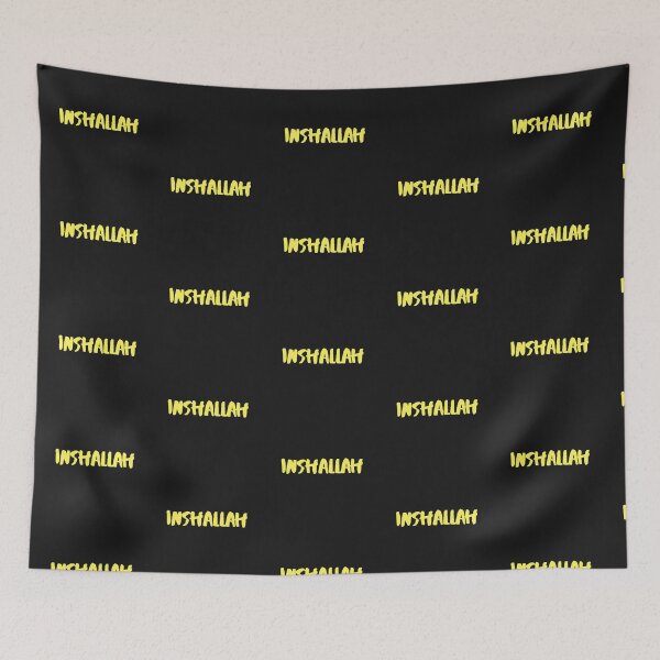 Item preview, As God Wills, "Inshallah" in yellow text designed and sold by AyeAyeBeans.