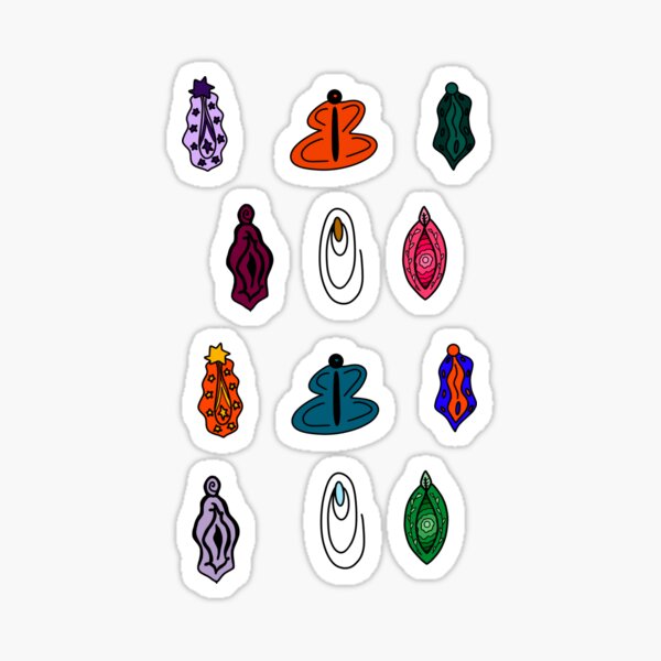 9 lustige bunte Vulva-Aufkleber-Blatt Sticker