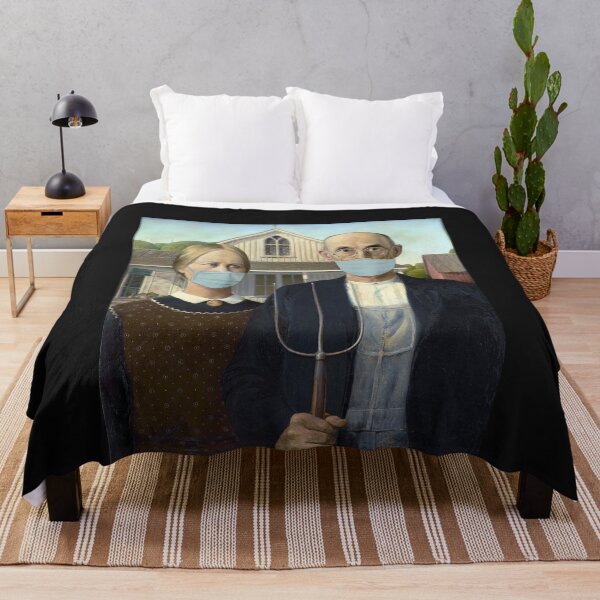 Item preview, Pandemic Mask Art American Gothic designed and sold by Bevatron.