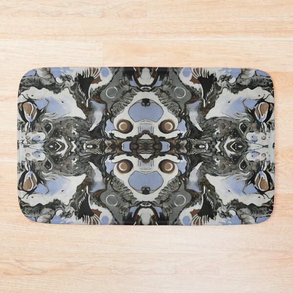 Item preview, Abstract Blue Lilac with Deer and Eagle Suminagashi Art Print designed and sold by Akvauter.