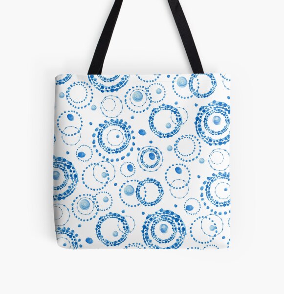 Watercolor circle wreath blue pattern All Over Print Tote Bag