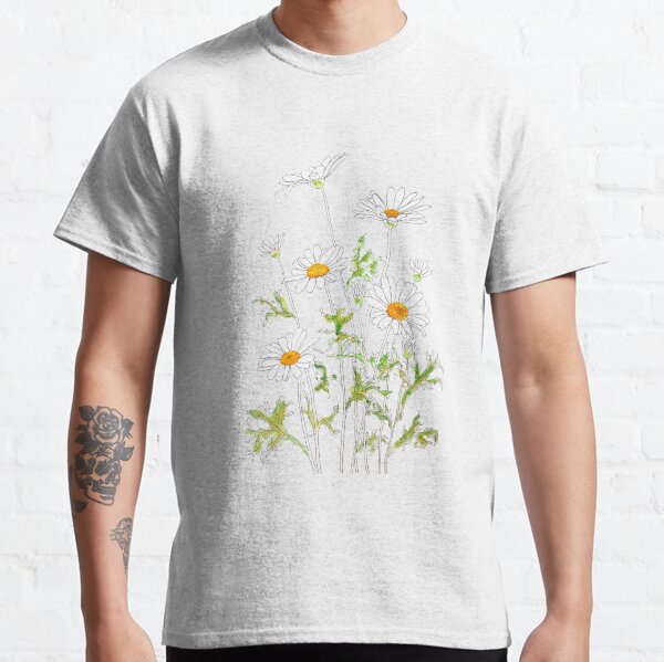 Item preview, hand painted white Margaret daisy ink and watercolor designed and sold by ColorandColor.