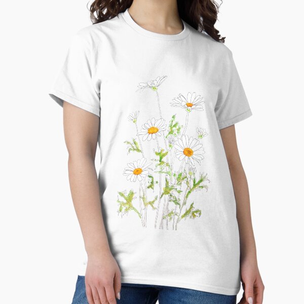 Item preview, hand painted white Margaret daisy ink and watercolor designed and sold by ColorandColor.
