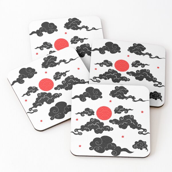 Item preview, Japanese Wind Clouds with Red sun designed and sold by CynthSky.