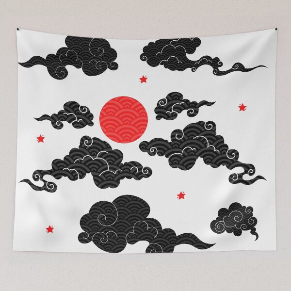 Item preview, Japanese Wind Clouds with Red sun designed and sold by CynthSky.