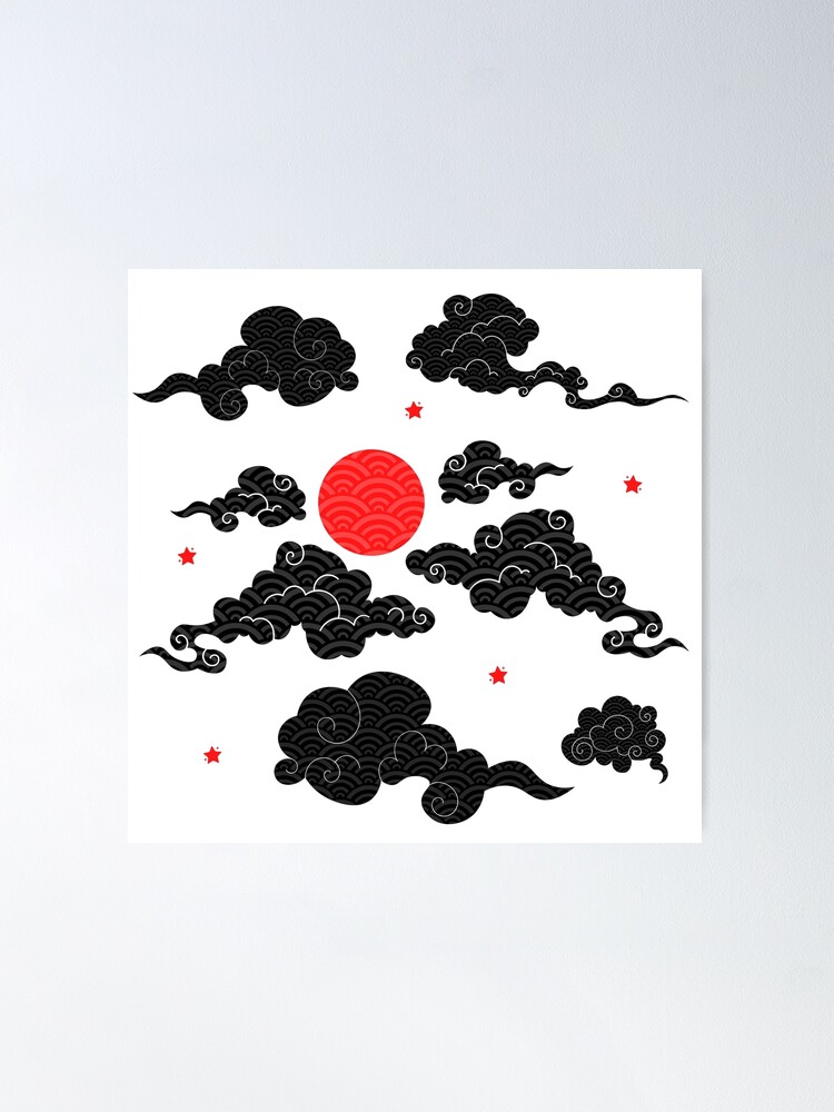 アート・デザイン・音楽 Portraits clouds Colorful Waves Japanese Cloud Patterns Wall Art Canvas Eco