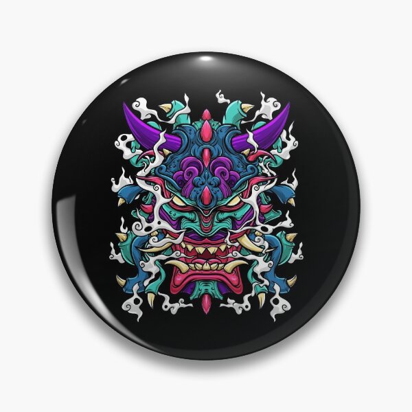 Aperçu de l'œuvre Masque Oni Hannya Demon Evil Japanese Gift créée et vendue par Teeleo.
