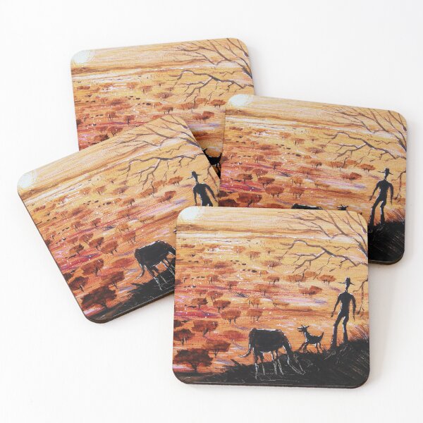 Item preview, Aussie outback painting of stockman, horse and dog.   designed and sold by Al Benge.