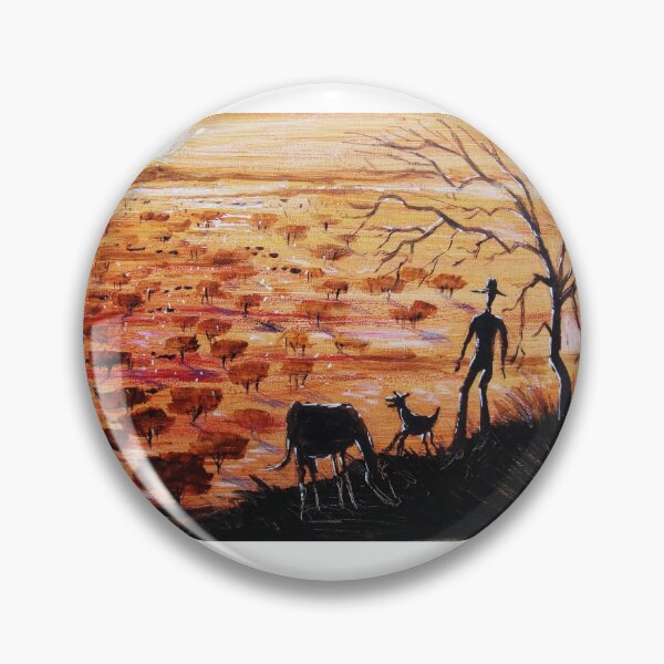 Item preview, Aussie outback painting of stockman, horse and dog.   designed and sold by Al Benge - NZ & Australian Art.