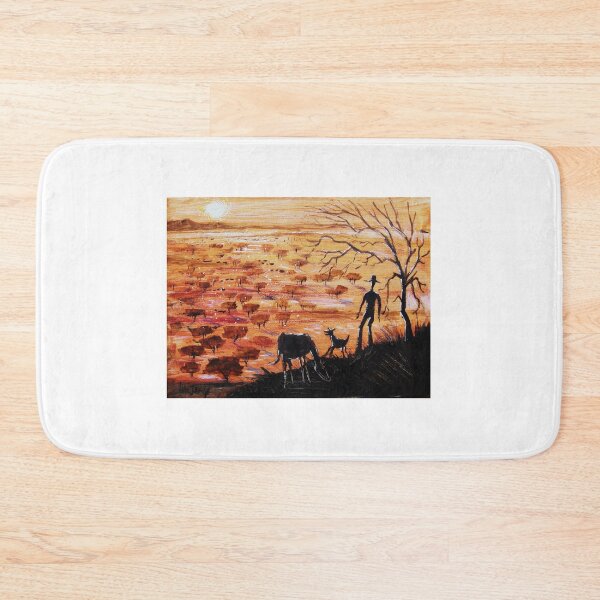 Item preview, Aussie outback painting of stockman, horse and dog.   designed and sold by Al Benge - NZ & Australian Art.