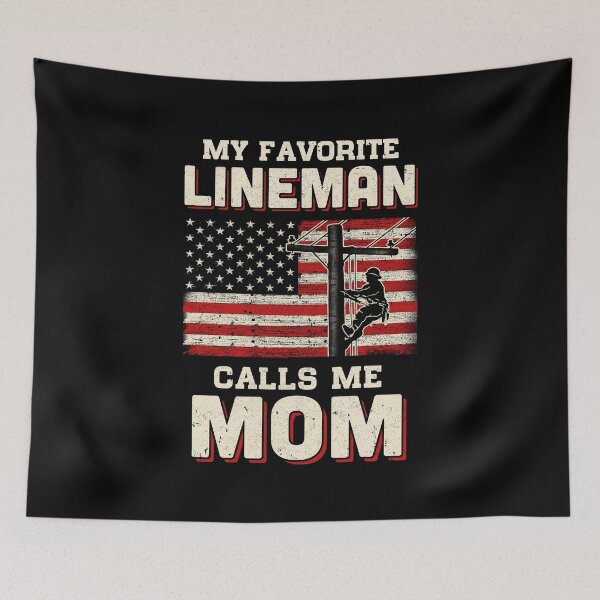 Item preview, My Favorite Lineman Calls Me Mom USA Flag Mothers Day designed and sold by cadieuxart.