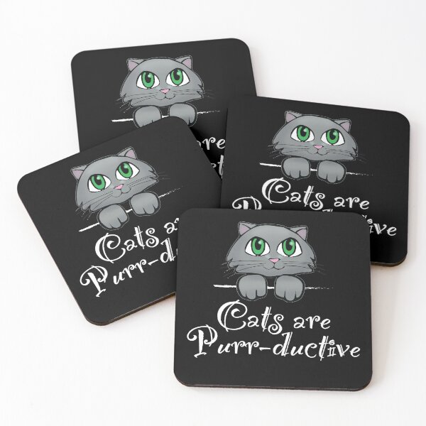 Item preview, Cats are Purr-ductive, Green eyed Grey Kitten / Funny cat pun designed and sold by bryanmcclelland.