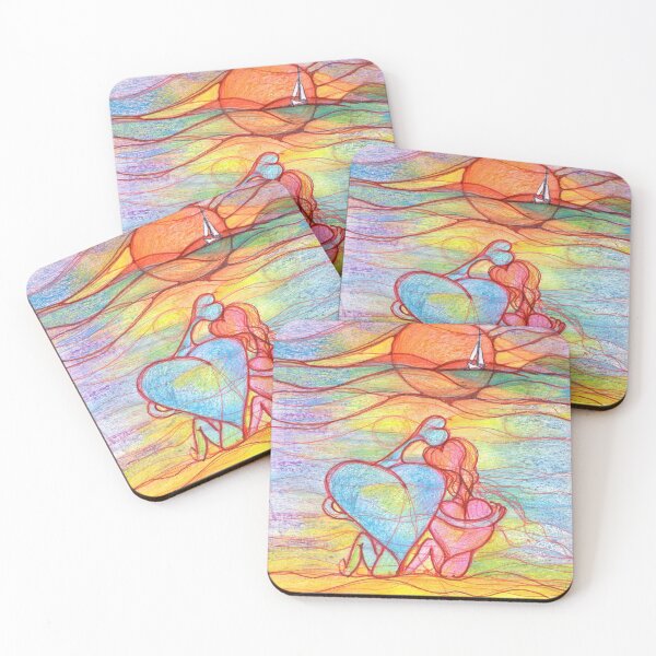 Item preview, Neuroart, Abstract colorful loving hearts at sunset designed and sold by VikitaSolomakha.