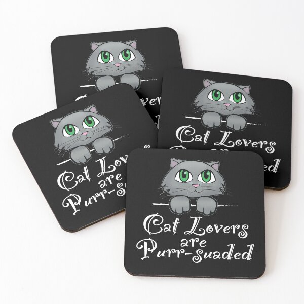 Item preview, Cat Lovers Are Purr-suaded, Green eyed Grey Kitten / Funny cat pun designed and sold by bryanmcclelland.