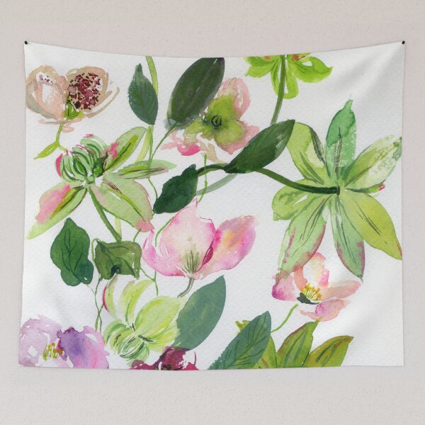 Item preview, green clematises and hellebores designed and sold by kosarandrea.