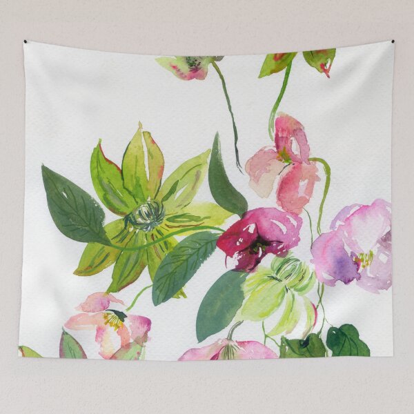 Item preview, green clematises, pink hellebores designed and sold by kosarandrea.