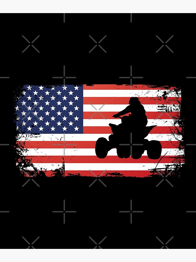 "Quad Biker America Flag Motivational USA Offroading" Poster for Sale