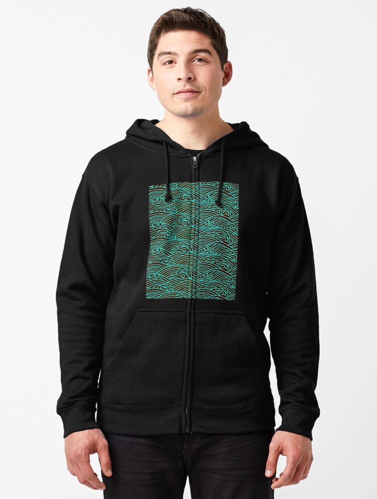 Copy of Japanese wave pattern neon | Zipped Hoodie