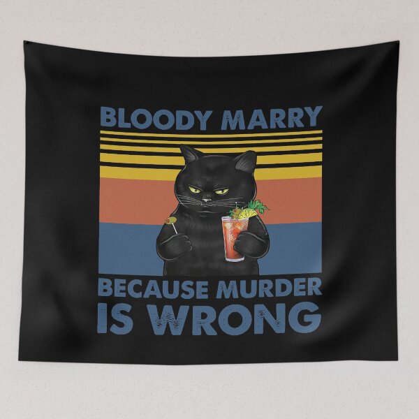 Item preview, Black Cat Bloody Marry Because Murder Is Wrong Vintage Shirt designed and sold by Skechers7654.