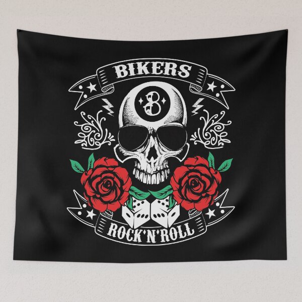 Item preview, Rock Skull Rockabilly Bikers Retro Vintage 60s 70s 80s Rockers designed and sold by MemphisCenter.