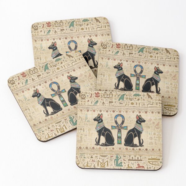 Item preview, Egyptian Cats and ankh cross designed and sold by k9printart.