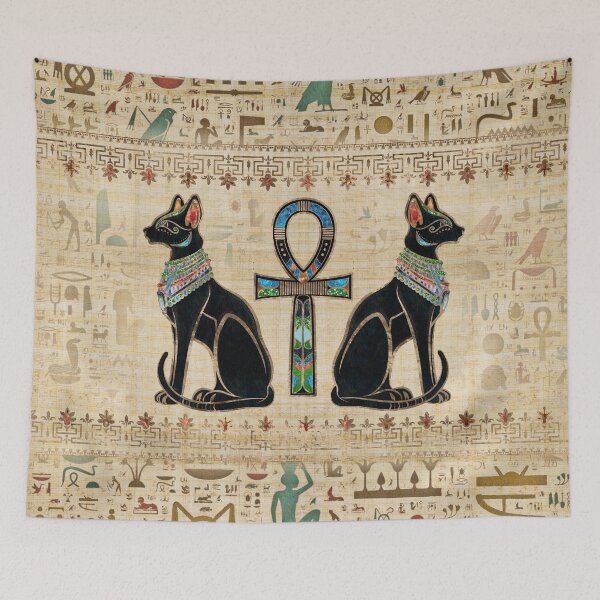 Item preview, Egyptian Cats and ankh cross designed and sold by k9printart.