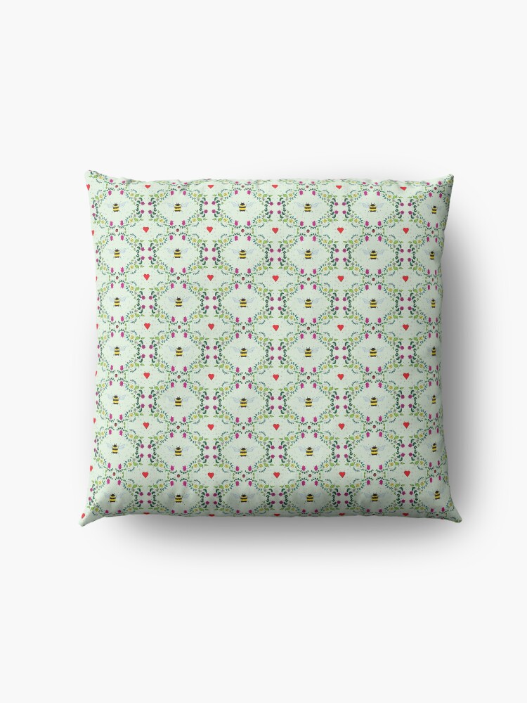 Alternate view of ditsy floral bee pattern Floor Pillow