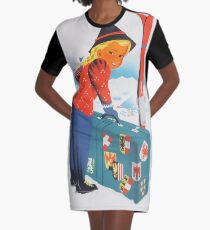 Winter in Austria Vintage Travel Poster Graphic T-Shirt Dress
