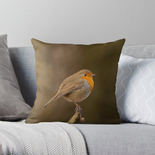 Robin in the woods Throw Pillow